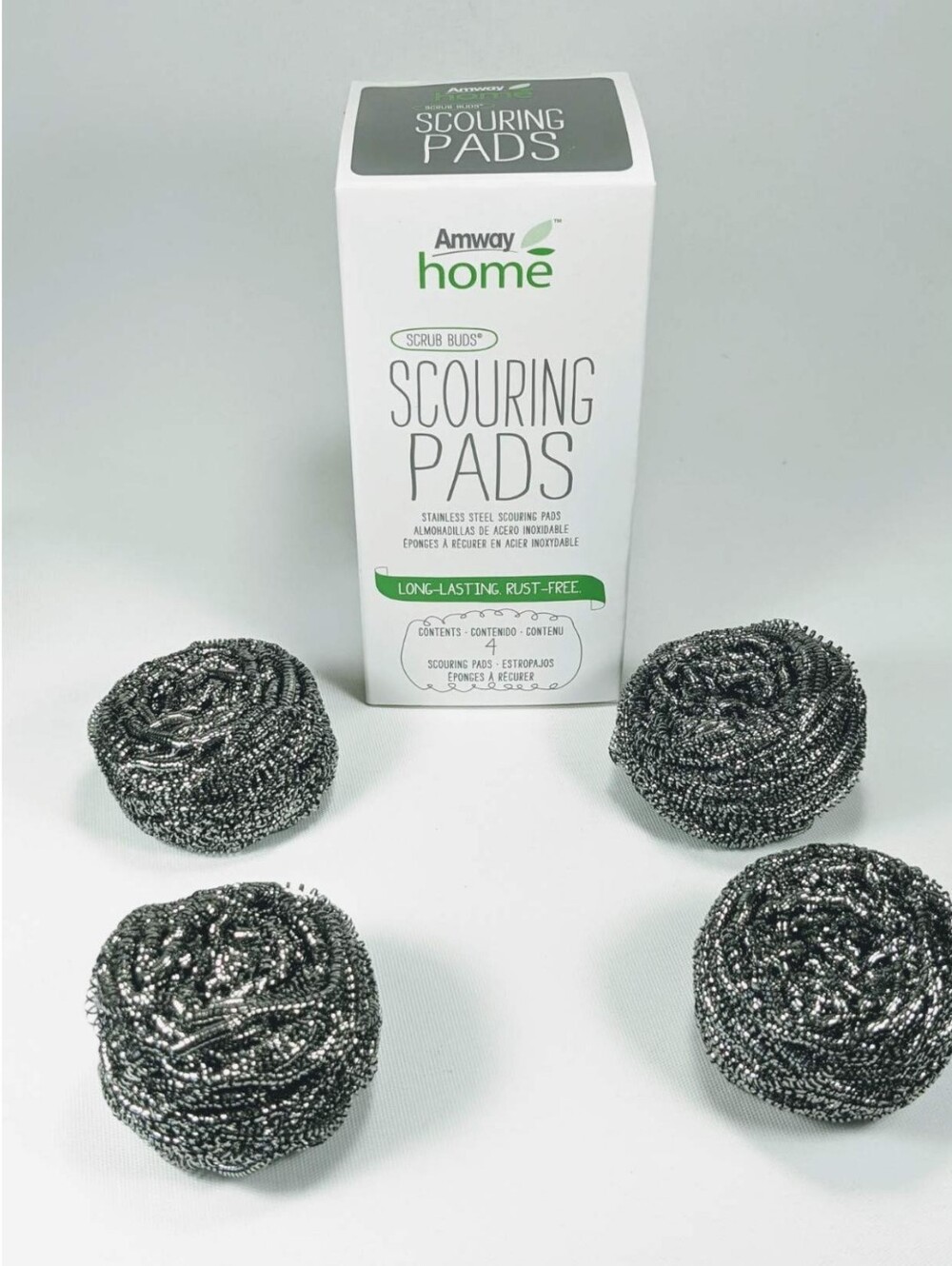 Amway Home Stainless Steel Scouring Pads - Pack of 4, Silver
